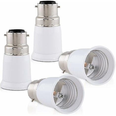 4x fatningsadapter - B22 til E27 fatningskonverter - Bajonetbase lampeholderadapter til halogen LED-pære