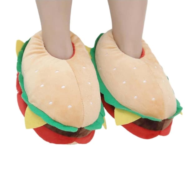 Hamburger Tøfler - Plysj Cheeseburger Tøfler Nyhet Hjemmesko