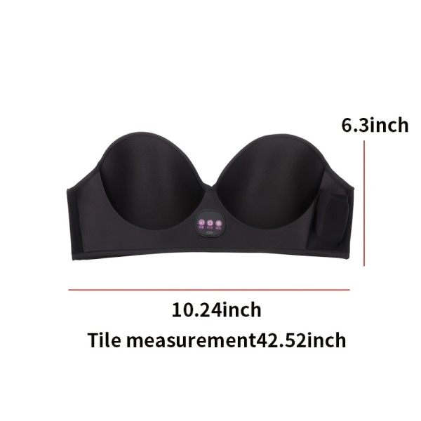 Bröstmassageapparat Vibration Massage BH Underkläder Uppvärmning Elmassage Laddning Svart Bärbar