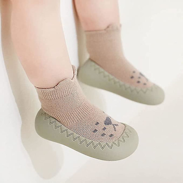 Baby Sock Shoes Halkfria Söta Cartoon Mjuka Stickade Baby Golvskor Småbarnsskor För Flickor Pojkar brown 12 18months