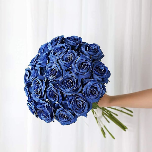 5 stk. Rosebukett Realistisk Falsk Rose Bryllup Familie Fest Dekorasjon Event Gave blue