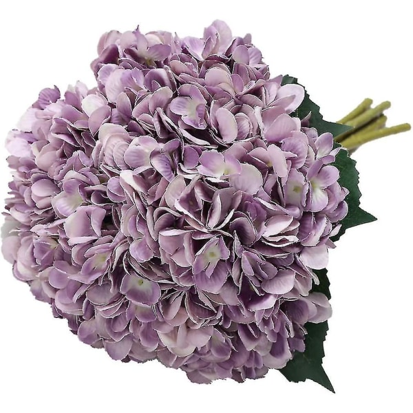 Konstgjord hortensiablomma, 5 st enkel lång sidenstam 6,3 tums hortensia Purple