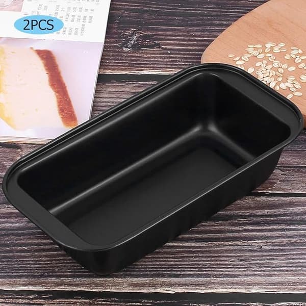 2 st kolstål rektangulär brödform non-stick beläggning brödform kakform för matlagning hemma (svart)