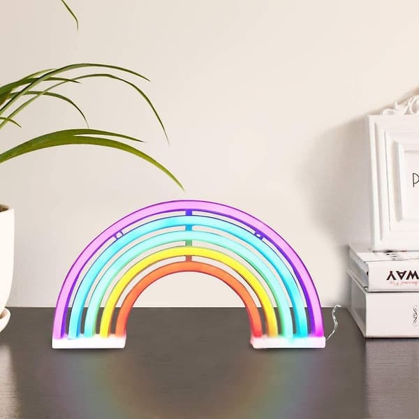 Jul LED Regnbåge Neon Skyltar Ljus