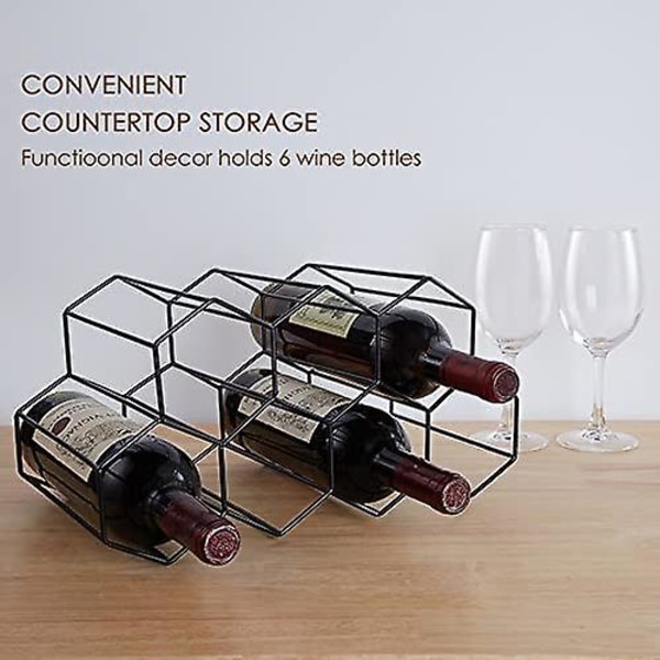 Vinställ för bänkskiva - 7 vinflaskhållare, vinkällarbarskåp fristående vinställ, modern design metall bordsvinställ