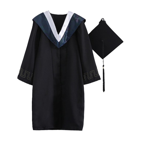 2021 Voksen Graduation Gown Lang Erme Universitet Akademisk Kjole Glidelås Lukking Plus Størrelse Graduation Gown Robe Mortarboard-cap B White XL