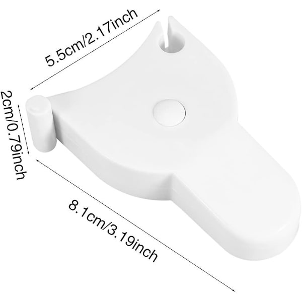 Kroppsmåttband - 150 cm (60 tum), enhandsgrepp, kompakt ergonomisk design (vit)