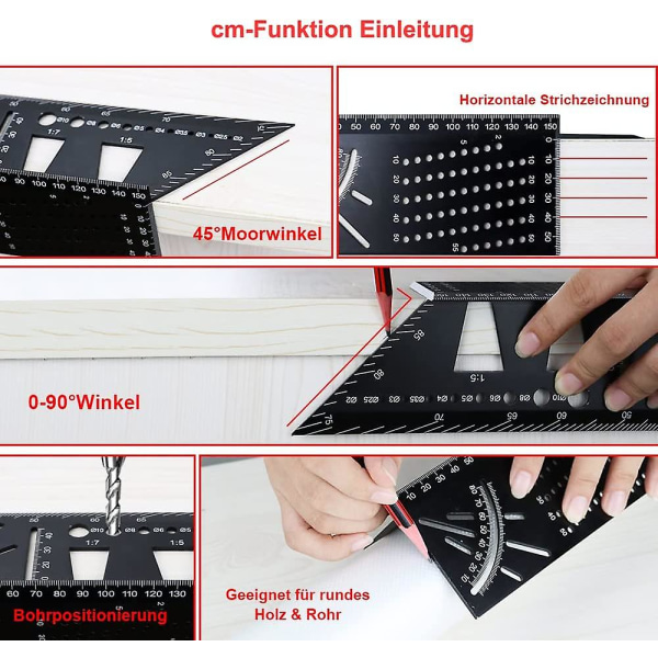 3D snickarhörn, vinkel linjal aluminiumlegering 45 90 graders gering träbearbetning mätlinjal