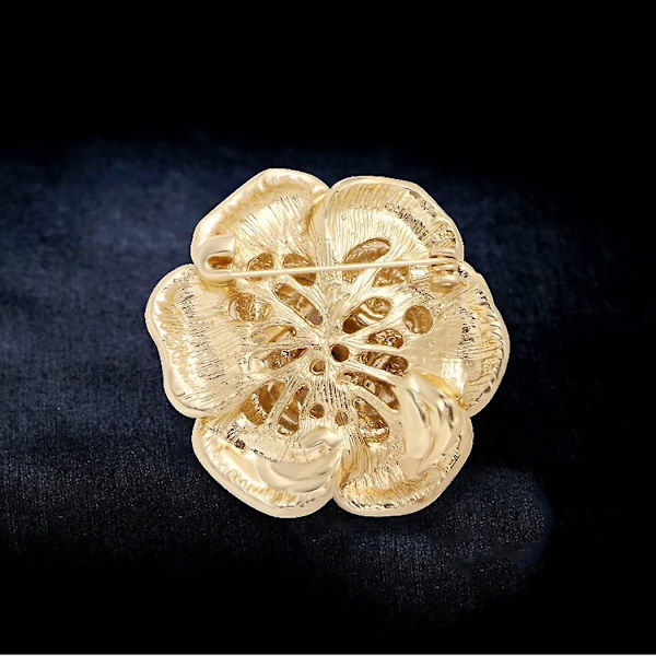 Emaljblom brosch för kvinnor Kamelia pärla brosch elegant kronblad pin brosch bröllop fest brosch gåva