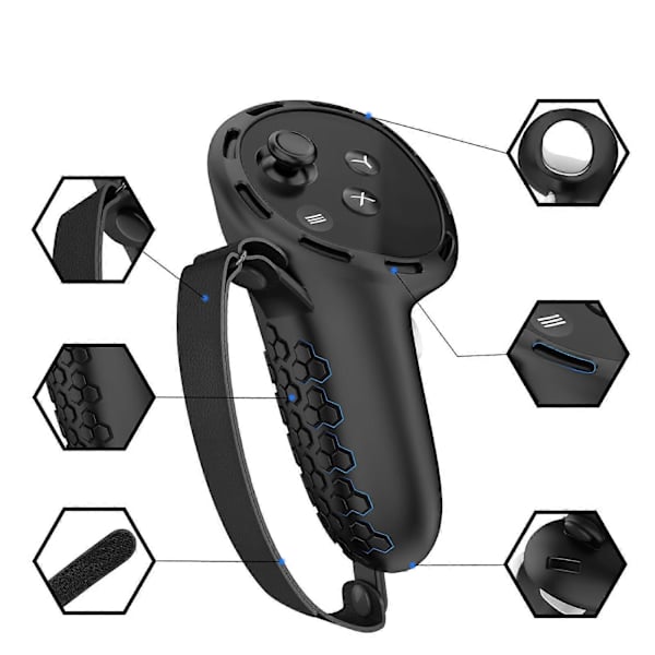 Design Controller Grips Tilbehør til Quest 3, Silikone Grip Cover VR Touch Controllers Beskyttere