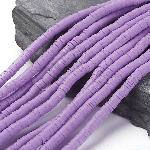 1Strand Miljøvennlige Håndlagde Polymerleire Perler Skive/Flat Rund Heishi Perler Plomme 6x1mm Hull: 2mm ca 380~400 stk/streng 45 cm