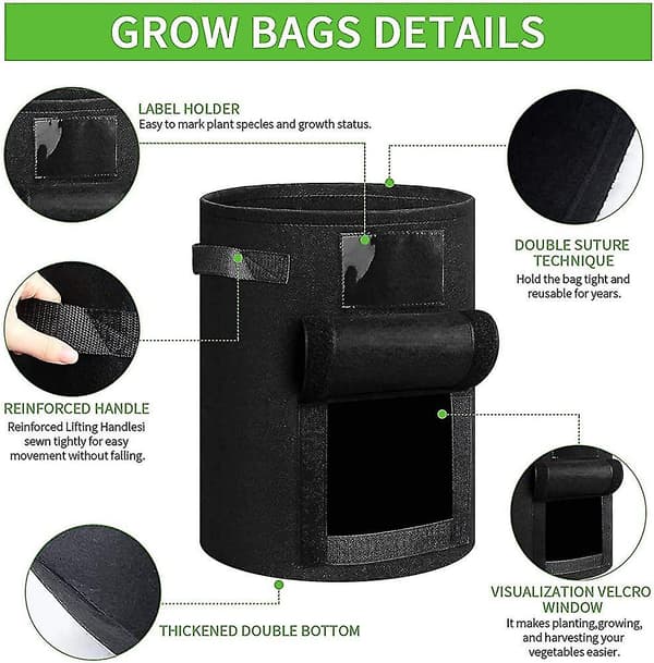 3-pack potatisodlingsväskor, 7 gallon odlade väskor av non-woven tyg