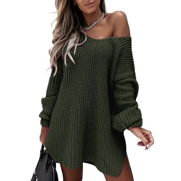 Höst Casual Kläder För Kvinnor Sexig Höst Kort Tröja För Skola Kontor Lounge Dagligen 2XL Army Green