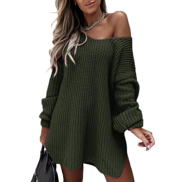 Høstklær for kvinner, sexy høstkort genser for skole, kontor, avslapning, hverdagsbruk 2XL Army Green