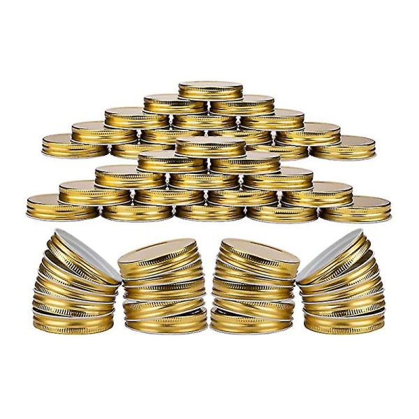 12/24 kpl Jaettavat Kannet Tiivistys Säilytys Kiinteät Kapselit Tavallisille/leveäsuisille Mason-purkeille 70mm Ring And Lids 12ps Silver