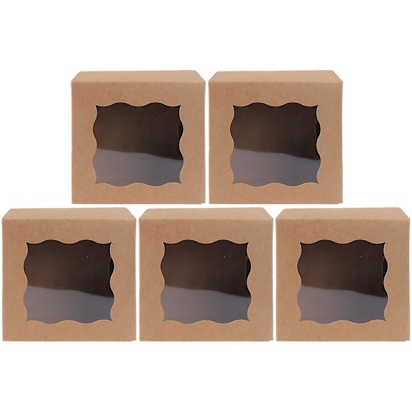 5 st Fönster Dessert Förpackningslådor Bakmatslådor Kakförpackningslådor
