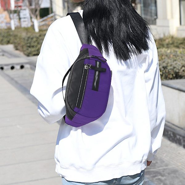 Hydrering löpbälte för justerbar rem midjeväska lämplig för vandring löpning jogging camping purple