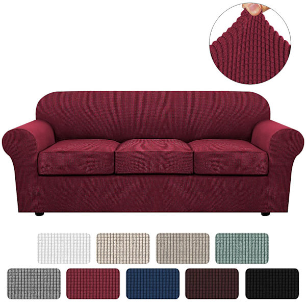 Stretch Vattentät Soffa Överdrag, 1 Del, Spandex, Jacquard Elastisk Soffa Överdrag Med Halkskyddsskum red 2 Sitzer enlarge
