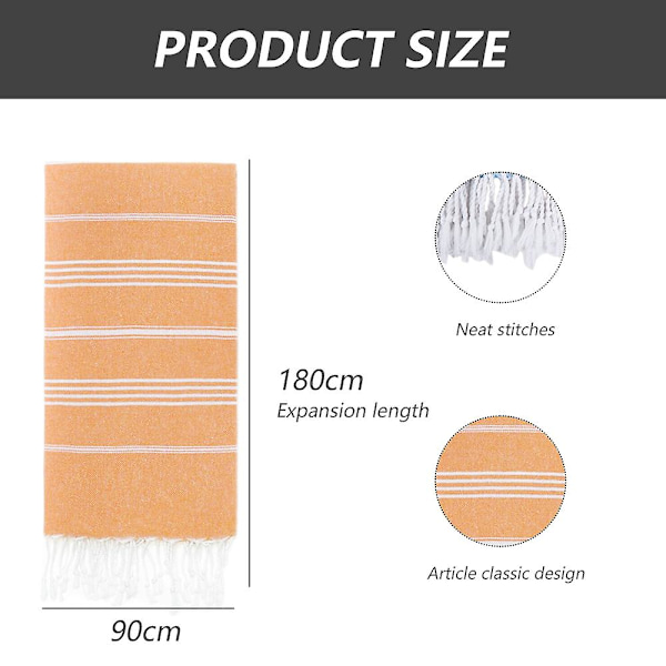 Turkiskt strandlakan Överdimensionerat 90*180cm 100% Bomull Sandfritt  Simhandduk Lätt Reshandduk Orange