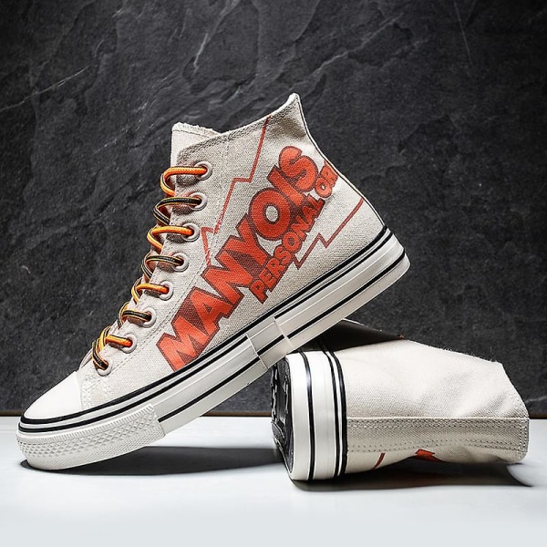 Herre Canvas Sko Mode Sneakers Lav Top Tennissko Snørebånd Casual Sko 3D8770 White EU 42