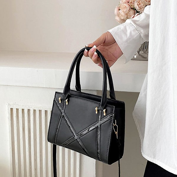 Dame Skuldertaske Retro Klassisk Håndtaske Pu Læder Clutch Taske Med Lynlås black