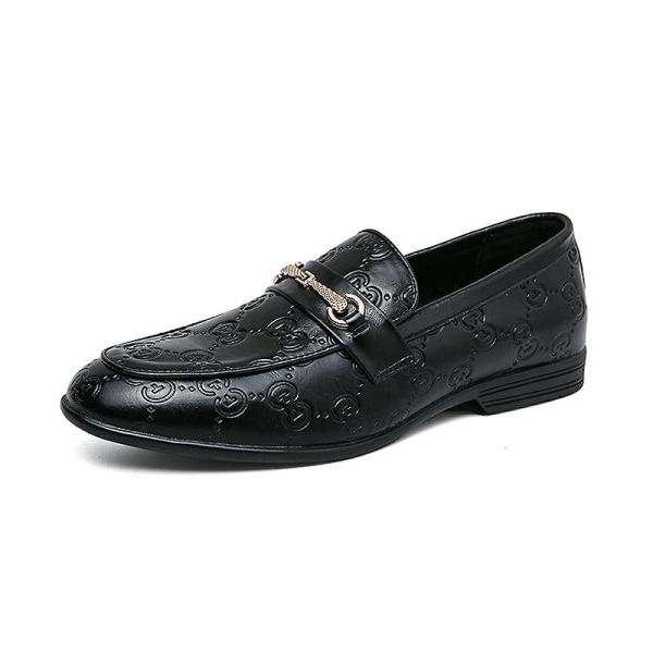 Klassiska moderna formella oxfordsnörskor i läder för män, casual skor a7755 Black EU 40