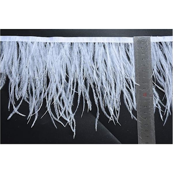 2 Yards 5-6 tommer Hvide Strudsefjer Trim Frynser Til DIY Kjole Syning Håndværk Kostumer Dekoration