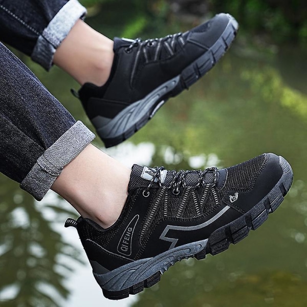 Vandringsskor för män och kvinnor, låga sneakers för utomhusspårning, vandring, promenader 3D863 Black EU 47