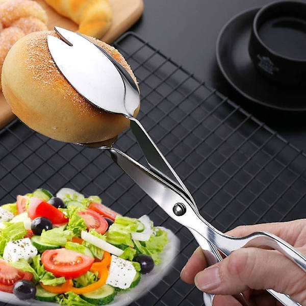 2-pack buffétång, salladstång i rostfritt stål, serveringstång för kök, tårta, bröd, catering, fest, grill, skaldjur, stekning (10\" & 8\")