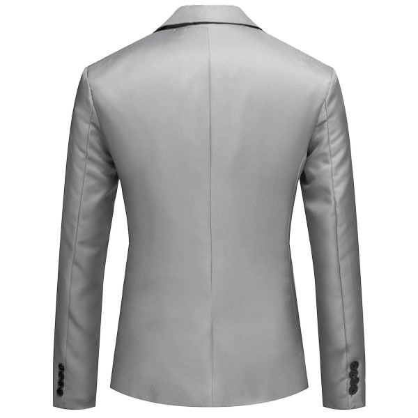 Herr Business Casual En Knapp Slå Revers Enfärgad Blazer Kostymjacka Grey 5XL