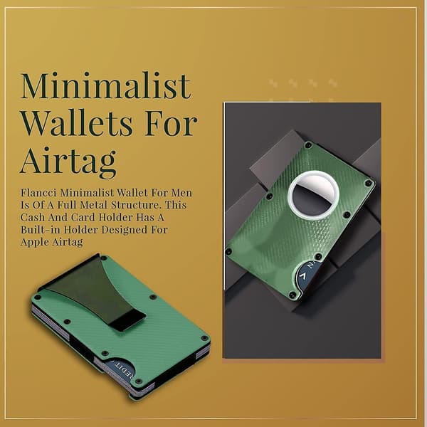 Herr Minimalistisk Kolfiber Vit Framficka Plånbok Med Pengaclip - Grön
