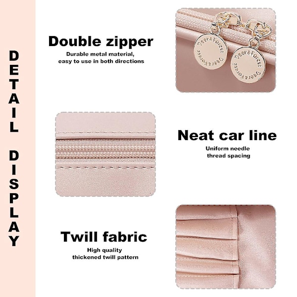 Rejse Kosmetiktaske Makeup Organizer Taske, Toilet taske Til Opbevaring Med Justerbart Ruminddeling pink