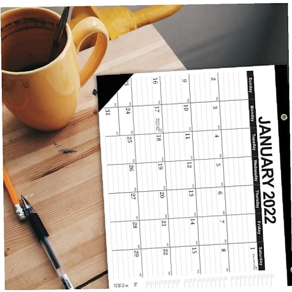 Vægkalender, Simpel, 2025, Engelsk Version, 430 x 305 mm (16,9 x 12,0 tommer) (Sort)