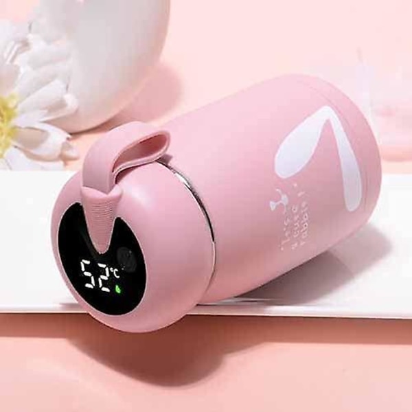 Vattenflaska Termosmugg 304 Rostfritt Stål Vattenflaska Temperatur LED-display (kapacitet: 320 ml, färg: Rosa)
