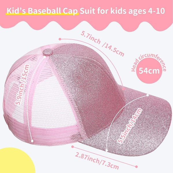 Baseballhattar för barn Glitter hästsvanshattar för barn Justerbar cap Blanka små flickor Hög stökig bulle baseballhatt