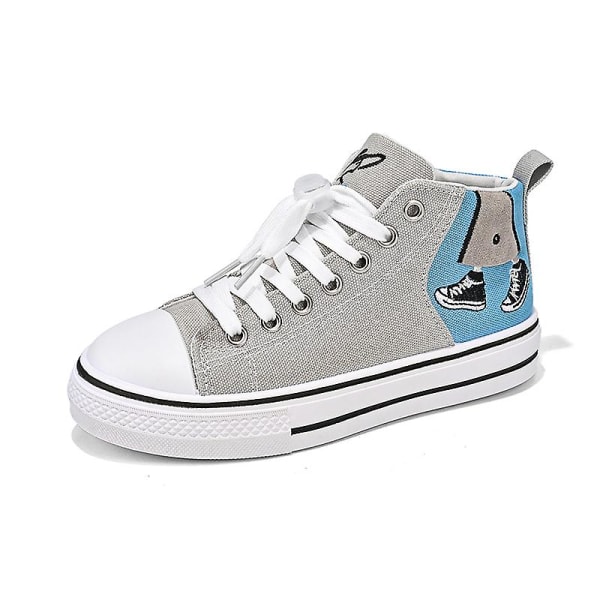 Barnesko Canvas Sko Mote Sneakers Lav Topp Tennissko Snøresko Casual Sko 3D606 Blue EU 38