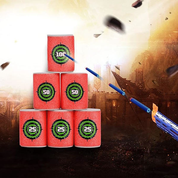 Pehmeä tölkkien heittosarja N-Strike Elite Series Blasters Dart lapsille leikkipistooli (6 kappaletta)