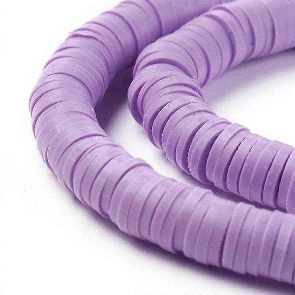 1Strand Miljøvennlige Håndlagde Polymerleire Perler Skive/Flat Rund Heishi Perler Plomme 6x1mm Hull: 2mm ca 380~400 stk/streng 45 cm