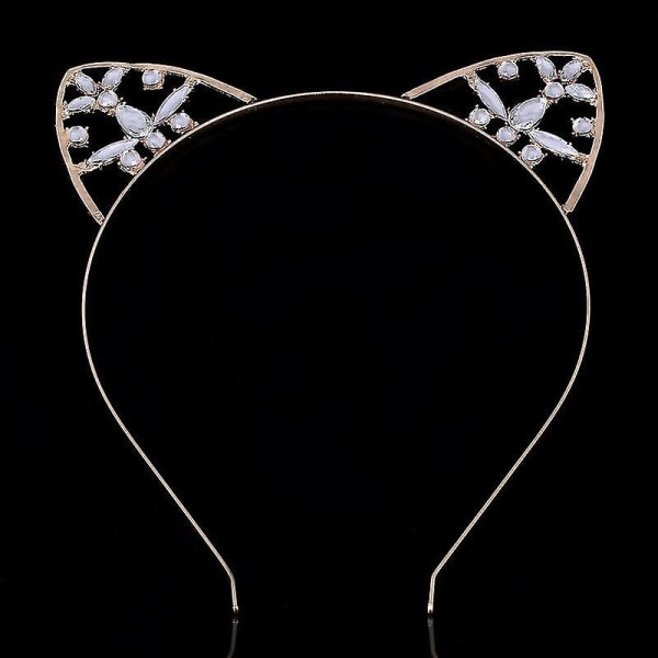 Blå kattöron kristallhårband strass födelsedag hårstyling hårstycke festdräkt hår Lake Blue