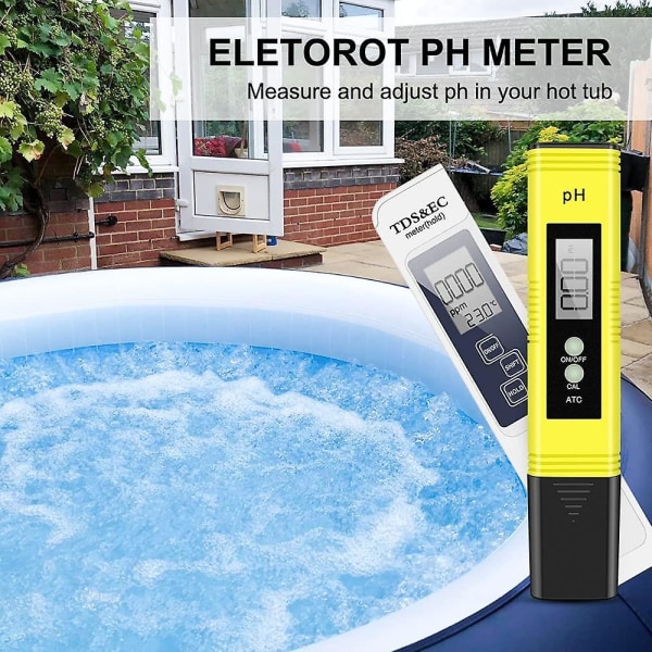 Ph-måler, Svømmepøl Ph-tester 4 I 1 Elektronisk Ph-måler Tds Vandkvalitetsmåler Og Ph-test