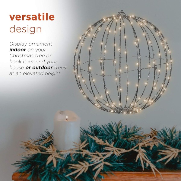 Utendørs/innendørs LED Julelyskule, Metall Varme LED Lys For Juledekorasjon Warm light 25cm