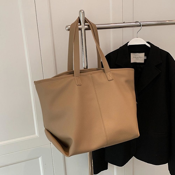 Stor kapacitet Enkel Pu Retro Väska Ny Tote Väska En-axlad Studentväska grey