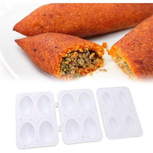 2 stycken Kibbeh Maker 4 rutnät plast köttbollar formar processor manuell hackstekning kibbeh rullar form för friterad