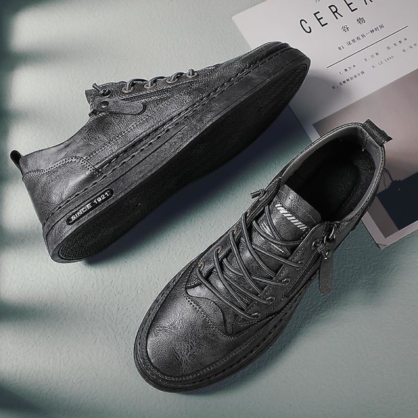 Herr Casual Skor Läder Skor Brädskor Frc928 Gray EU 39