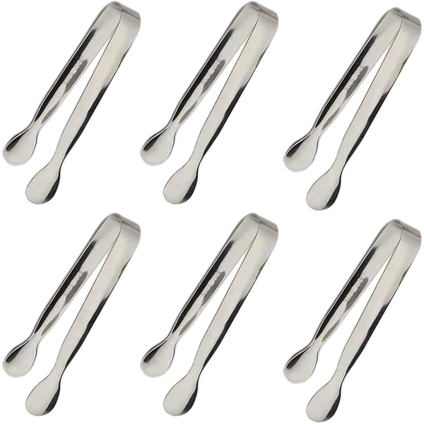 6 stk. Istenger Mini Sukker-tenger 10,8 cm Rustfritt Stål Små Serveringstenger, Små Kjøkken-tenger For Appetittvekkere, Teselskap, Kaffebar, Desserter