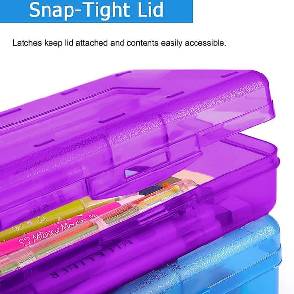 1 Pack Plast Pennfodral Pennfack Med Lock Stackbar Design, Kontorsförvaringsorganiserare, 20.3*12.2*5.9cm purple