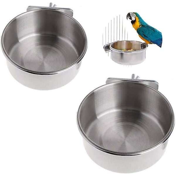 Fågelburmatningsskål, 2 st rostfritt stål, fågelmatskål, hängande fågelmattillbehör (10/12 cm)