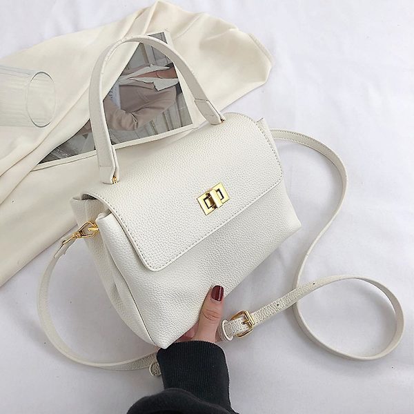 Retro Klassisk Veske Clutch Bag Pu Håndveske Med Skjult Spenne Passer For Damer. white