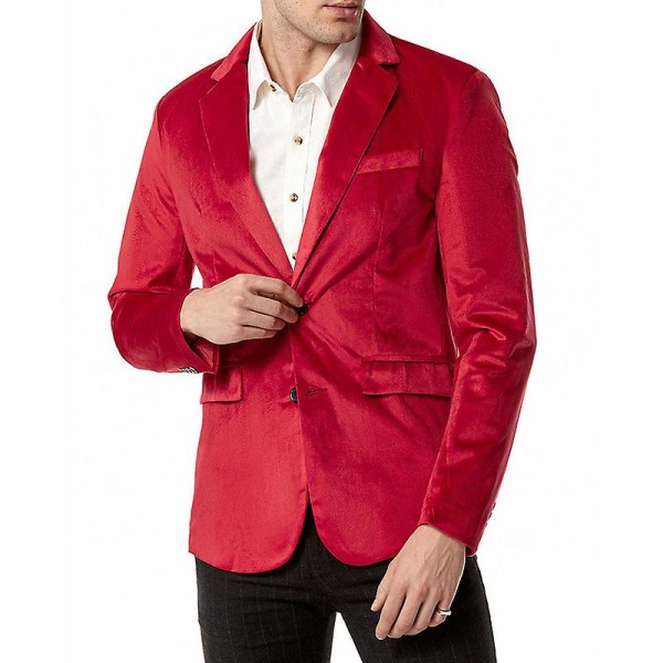 Herr Slim Fit Lättviktsjacka, Två Knappar Business Kostym Blazer Red S