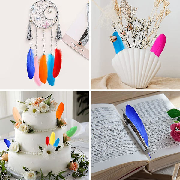 120 kpl Sekavärisiä Hanhen Sulkia Luonnollisia Irtotavarana 6-8 Tuumaa 15-20cm Askarteluun DIY Cosplay Häät Juhlat Halloween Koristelu Hanhen Nagoire Sulkia